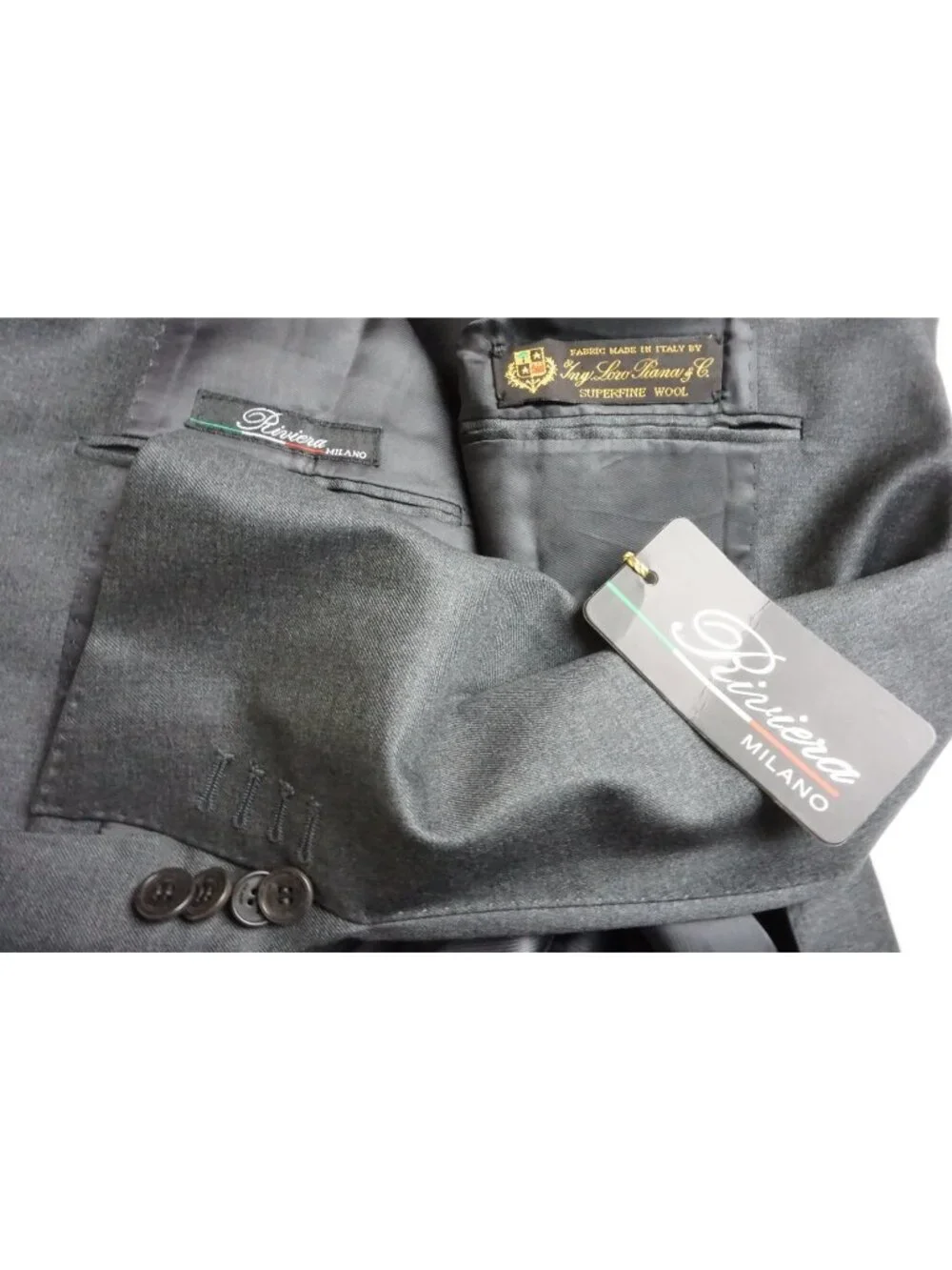 Riviera Milano Gray Loro Piana Wool 2 Pc Suit Jacket Pants Sz 42R Brand New